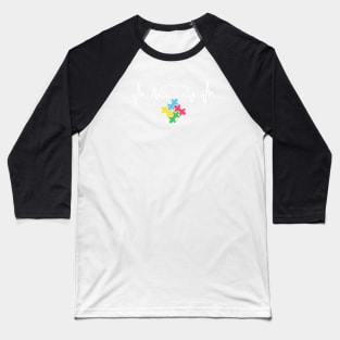 Autism Puzzle Heartbeat Autism Awareness Baseball T-Shirt